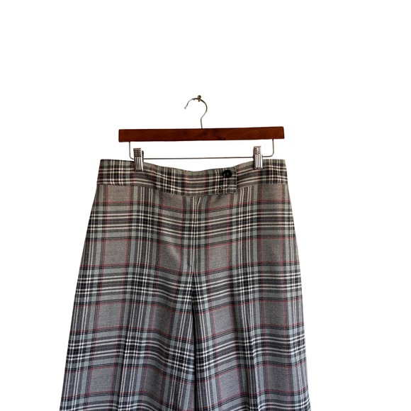 WHISTLES Plaid Wide‎ Leg Pants Women's Size 10 Gray Red Black Tailored Trousers - Picture 2 of 8